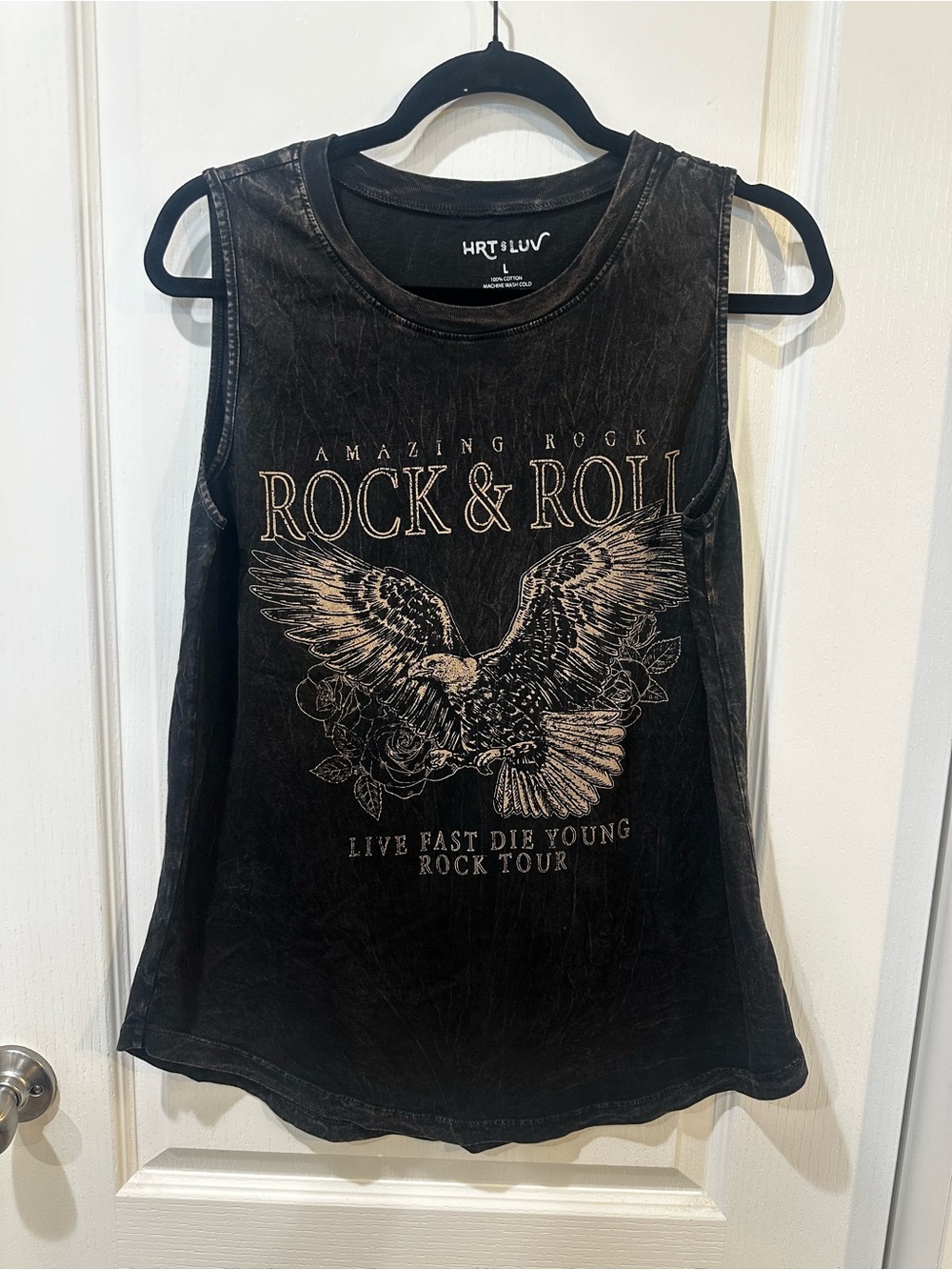 HRT & LUV Black Rock & Roll Graphic Muscle Tank